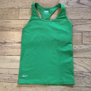 Nike Fit Dry sports tank, racerback, size S, green, bra built in